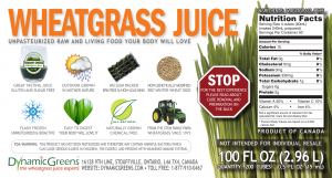 Wheatgrass Nutrition Chart